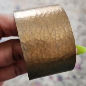 Hammered Gold Tone Wide Cuff Bracelet Open Cuff Statement